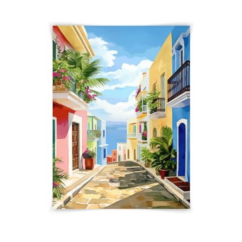8x10 San Juan Watercolor Print, Colorful Puerto Rico Street Art, Caribbean Coastal Decor, Vibrant Tropical Wall Artwork, UNFRAMED
