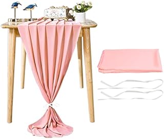 CKJ Chiffon Table Runner 28x120 Inch Extra Long Sheer Table Runner Dressing Table Runner for Party Romantic Wedding Baby Shower Decorations (Pink)