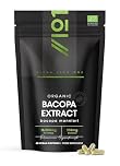 Organic Bacopa Monnieri Capsules 15,000mg - 50% Bacosides (250mg per Cap) - 60 Count - High Strength 30:1 Brahmi Supplement - Resealable and Recyclable Pouch By Alpha01