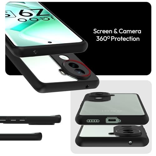 Image of KAPAVER Hybrid Back Cover Case Compatible with iQOO Z9s 5G (PC+TPU) (Black)