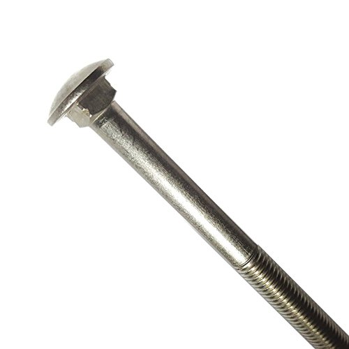 1/2-13 x 18 Carriage Bolts, Round Head, Square Neck, Stainless Steel 18-8, Partial Thread, Plain Finish, Flat Point, Quantity 5 By Fastenere