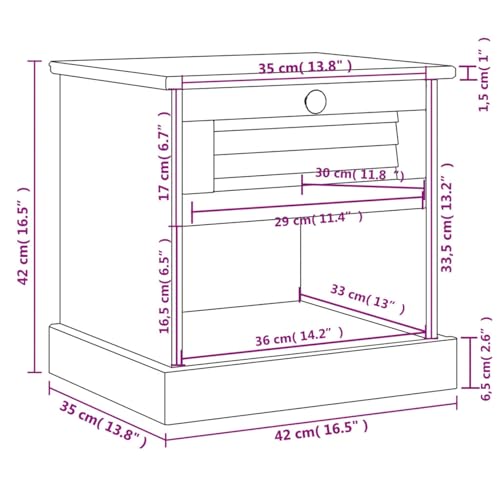 Table d'appoint de lit gain de place en pin massif gris - 3