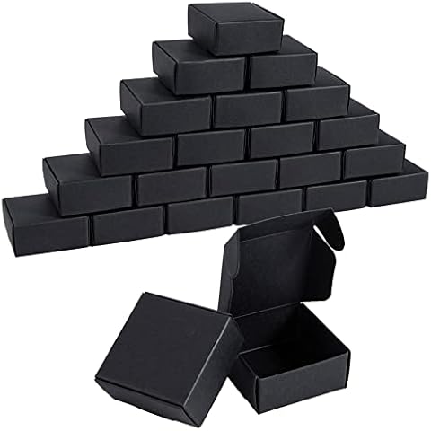 NIGNYA Mini Gift Boxes Black, 2.16x2.16x0.98 inches Empty Gift Boxes 50 Pack Kraft Treat Boxes, Party Favor Boxes, Small Paper Box for Candy, Jewelry, Crafts Cover