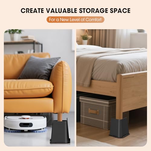 MYMULIKE Bed Risers 6 inch, Oversized Furniture Risers, Heavy-Duty Support Up to 6000 Lbs, Lift 6 inch for Couch, Sofa, Table,Chair (Black 4 Pack, 6 inch) by MYMULIKE - Used condition - Image 6