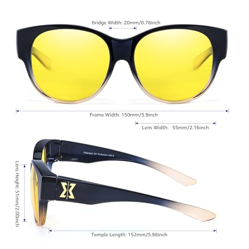 Xfeel Night Driving Glasses Over Prescription Glasses for Women Anti Glare Night Vision Glasses for Low-Light Conditions - Image 3