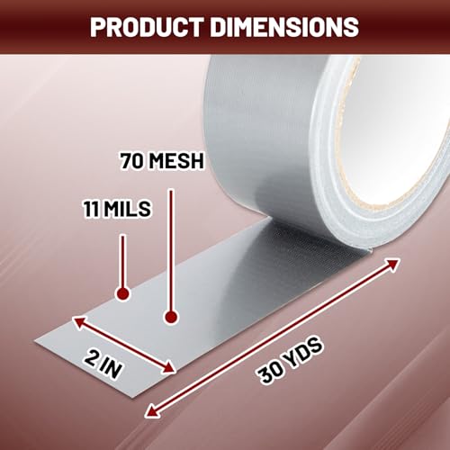 Image of Duct Tape, 12 Roll Silver Tape, Multi Packing Tape, 30 Yards x 2 Inch Grey Tape, Heavy Duty Waterproof Duct Tape, Tear by Hand and No Residue, Bulk for Home Use, Repairs and Office Supplies
