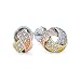 Produktbild Tri Farbe Verdreht Liebe Knoten Pflaster Zirkonia Cz Ohrstecker Für Frauen Rose Vergoldet 925 Sterling Silber