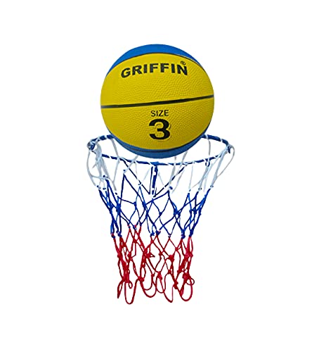 Griffin Basketball for Kids Basketball Net Ring Wall Mountable Hoop Ring with Net Sports Training & Kids Regular Practice Basketball Size 3 Kids Basketball Children Age 4-7 Year Old (Blue) (B09GPT4JMV) Amazon Price History, Amazon Price Tracker