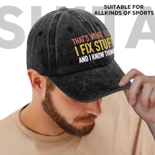Image of Humor Saying Adjustable Washed Cotton Baseball Cap, Funny Retro Trucker Hat Gift for Men Women Dad Husband Coworker