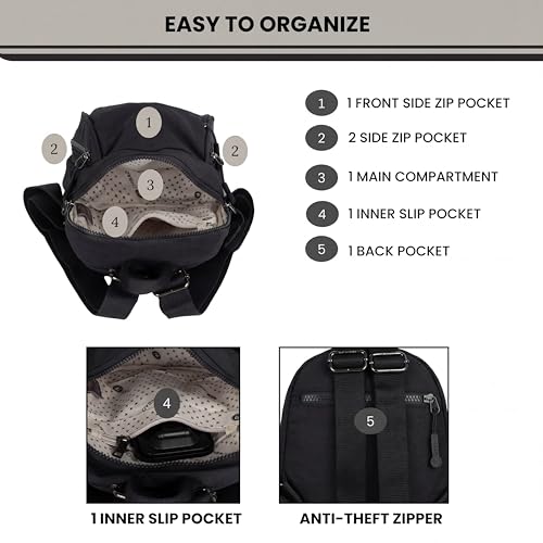 Image of TS WITH TECHSUN Women's Small Mini Backpack Purse | Water-Resistant Compact Bag for Travel, Casual Outings | Fits Only Essentials (L) 20 X (W) 14 X (H) 24 CM