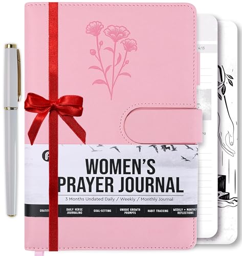 Prazoli Gebetstagebuch für Frauen – Tägliches Andachtsbuch für Frauen, religiöse Tauf- und christliche Geschenke & Bibelstudiumsbedarf für kirchliche Notizen, Andachts-Notizbuch-Zubehör