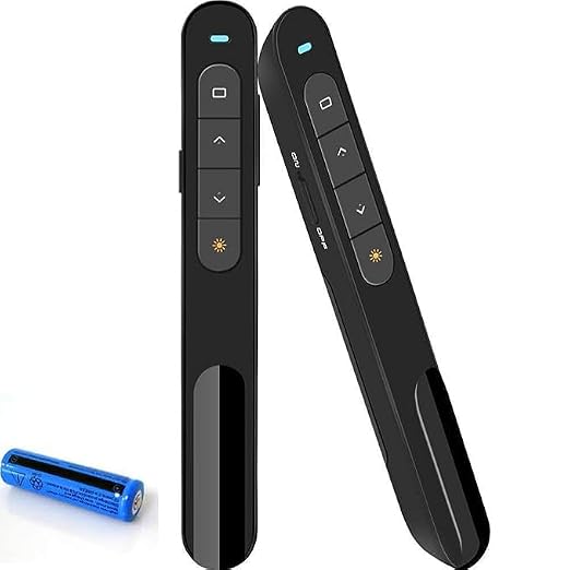 VIBOTON Laser Pointer Up to 20m Wireless Range Wireless Presenter for Presentation Slide Changer, USB Power Point Remote Control Pen PPT Controller with Clip (Black) - 2 Years Warranty