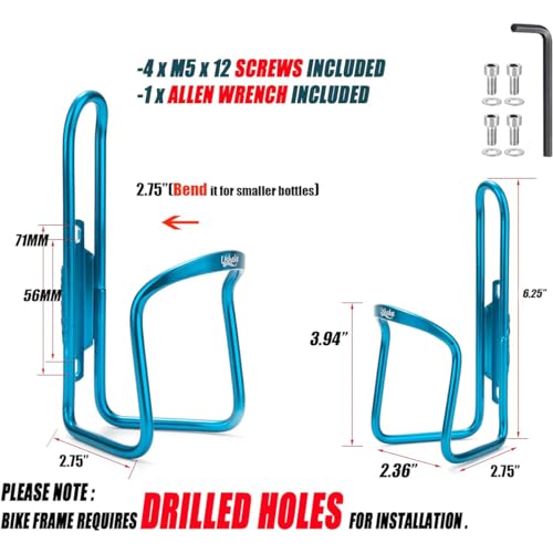 Image of USHAKE Water Bottle Cages, Basic MTB Bike Bicycle Alloy Aluminum Lightweight Water Bottle Holder Cages Brackets(2 Pack- Drilled Holes Required)