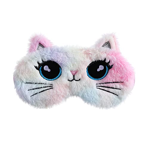 Sleeping Mask For Kids - 4 Pieces Plush Sleep Eye Cover Cute Eyeshade Birthday Christmas Gifts For Girls Teens Daughter Women (Cat) #TOP2