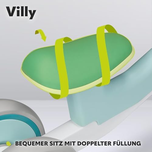 LIONELO VILLY Kinder Laufrad für 12-36 Monate Baby bis 30 kg, Lauflernrad Spielzeug mit 4 Räder, vordere Dämpfung, ergonomischer Sitz, Erst Rutschrad Fahrrad für Mädchen und Jungen