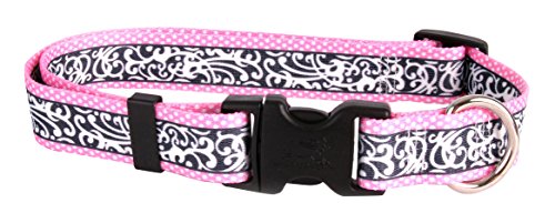 Image of Yellow Dog Design Chantilly Pink Dog Collar 3 /8 inch Wide and Fits Neck 4 to 9 inch