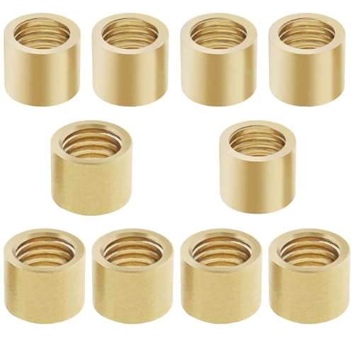 CVNRCLP 10PCS Snooker Pool Cue Ferrules - Brass Cue Tip Replacement Accessories (5PCS Each - 9mm & 10mm) for Billiards Repair