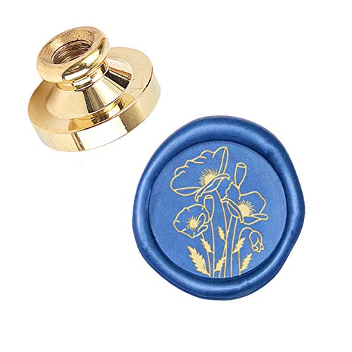 CRASPIRE Wax Seal Stamp Head Mohn Abnehmbare Versiegelung Messing Stamp Head Für Kreative Geschenkumschläge Einladungskarten Dekoration