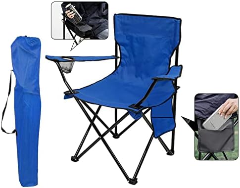 Damei century Portable Camping Chairs Enjoy The Outdoors with a Versatile Folding Chair, Sports Chair, Outdoor Chair & Lawn Chair, with Side Pockets Blue