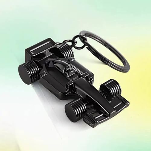 Image of 2PCS 3D F1 Black and Silver Race Car KeyChain | Driver Keyfob gift for father husband boyfriends, Metallic, Medium
