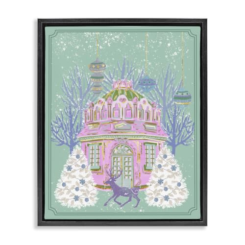 Vintage Pastel Holiday Reindeer, 25 x 31 Inch Canvas in Floater Frame
