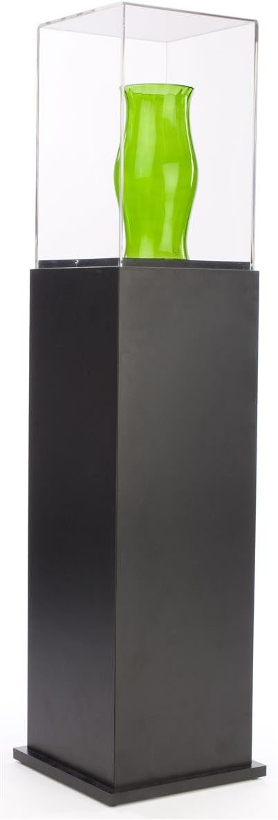 Displays2go 52.5" Museum Displays - Acrylic Museum Pedestal Display - Locking Display Case with Laminate Base - Black (PEDSTNDBLK)