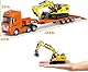 Mostop 1:50 Maßstab Alloy Tieflader mit Bagger, Metall Baufahrzeug Modelle Spielzeug für 3 4 5 6 Jahre alte Kinder Jungen Mädchen (orange)
