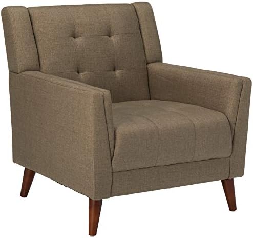 Christopher Knight Home Evelyn Mid Century Modern Fabric Arm Chair, Mocha, Walnut