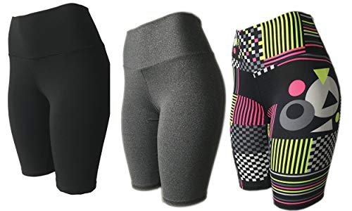 Kit 3 Bermuda Ciclista Suplex Estampada Ou Lisa Academia Ginastica PRETO-CINZA-31A GG