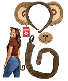 Nicky Bigs Novelties Monkey Ears and Tail, Monkey Tail, Monkeys Hat For Adults, Crazy Hats Day, Animal Costume Adult, Monkeys Costume Adult