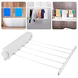 PCXWTLN Retractable Clothesline, 5 Wire Wall Mounted Clothes Drying Rack Extendable Washing Line Rope 3.75m Pull Out Airer Clothesline with 5 Hooks for Laundry Line Drying Rack Terraces Balconies