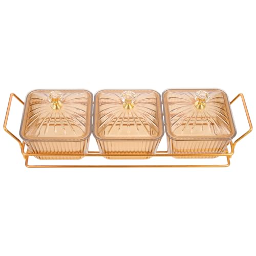 EXCEART Plateau de Service Moderne et Couvercle avec 3 Compartiments pour Stocker Bonbons et Apéritifs Lors de Soirées Amis Réutilisable