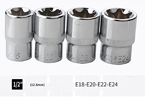POIU 14PCS Female E-Torx Star Socket Set with Case, 1/4, 3/8, 1/2 in. Drive External Star Socket Set E4-E24 Torque Socket Set, JGG1102-001L