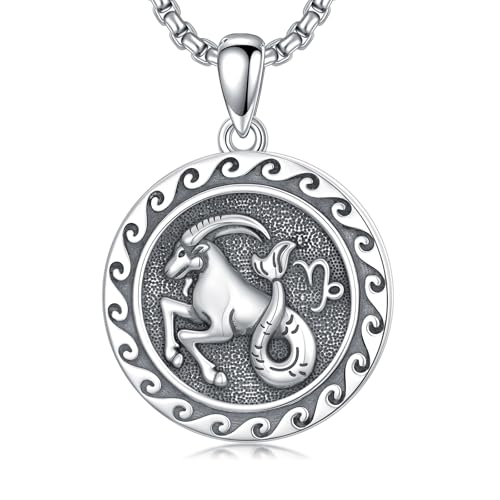 Image of enjoylifecreative Capricorn Zodiac Sign Necklace 925 Sterling Silver Constellations Pendant Chain Horoscope Astrology Jewellery Gifts for Men Women