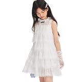 [Barry Banny] ワンピース ドレス 白 子供服 女の子 チュール 花柄 レース マルチレイヤー 夏服 プリンセススタイル ガールズ おしゃれ 可愛い 発表会 結婚式 入学式 卒業式 120cm
