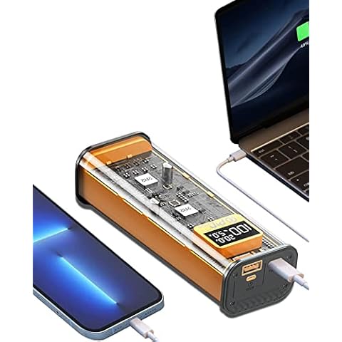 HUOTO Power Bank,100W 20000mAh Laptop Portable Charger, Fast Charging USB C PD3.0 Battery Pack for MacBook Dell XPS iPhone 14/13/12 Pro Mini Samsung Switch (Orange) Cover