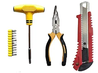 Okayji Multipurpose T-Shape Handle Screwdriver Bits Set with Cutter, Piller Repairing Hardware Tool Kit
