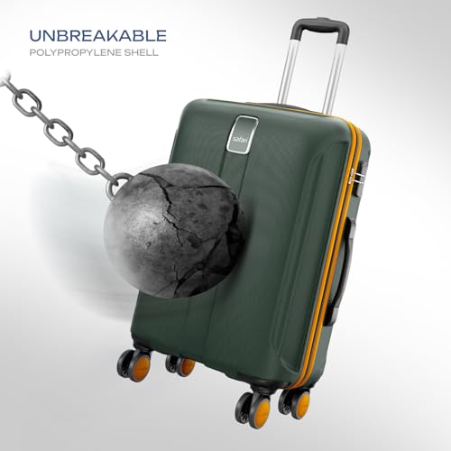 Image of Safari Thorium Neo 8 Wheels Set of 3 Trolley Bags, Hard Case Polycarbonate, 360º Wheeling Carry on & Check-in Luggage for Men & Women, Suitcase for Travel, Trolley Bags for Travel, Dusk Green