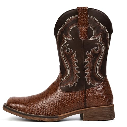 IUV Cowboy Boots for Men Western Boots Square Toe Mid Calf Cowboy Boot by IUV - Used condition - Image 4