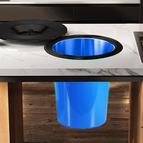 Poubelle de comptoir à encastrer anti-odeur avec couvercle en acier inox - 4