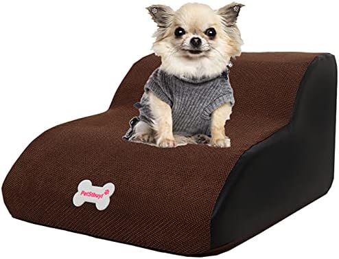 WGYTECH Dog Stairs Ladder 2-Steps Soft Comfortable Pet Stairs, Removable Washable Pet Ladder Hold Up 55kg, Small Dog Ramps for Sofa Bed