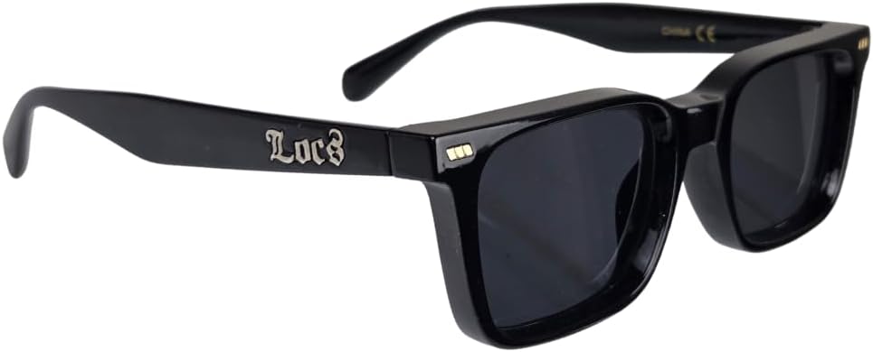 Locs Super Dark Sunglasses Mens Black Wrap Around Lowrider Gangster Cholo Vintage Flat Top