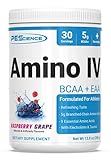 PEScience Amino IV BCAA & EAA Powder, Essential Amino Acids, Taurine, Electrolytes for Hydration and Muscle Recovery, Sugar Free for Men & Women, Post Workout - Raspberry Grape - 30 Servings