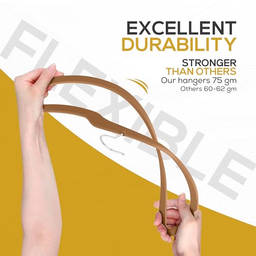 Techzoo Premium Velvet Hangers 50 Pack - Space Saving Felt Hanger, Non Slip Clothes Hangers for Closet, Heavy Duty Coat Hanger with 360ยฐ Rotatable Hook, Hold Up to 10 lbs - Bronze by TechZoo - Used condition - Image 8