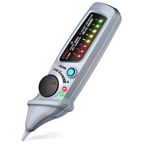 Bside Electric Tester Pen Non-Contact Voltage Detector Power Socket Wall Plug AC Voltage Sensor Dual Mode 12V-1000V Freely Adjustable Sensitivity Live Line Check with 8 LED Indicators