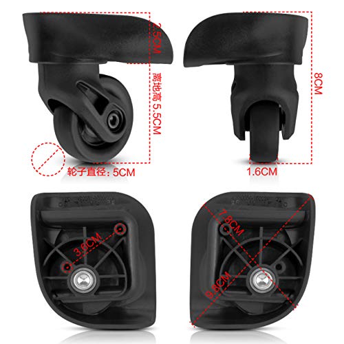 Luggage Wheels Replacement, 360 Swivel Plastic Wheel Replacement Luggage Travel Suitcase Wheels Suitcase Wheel Repair Replace Luggage Wheels, Black2
