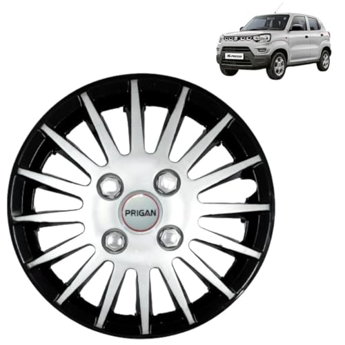 Image of PRIGAN SPRESSO Black Silver Wheel Cover 14 inch for -Spresso (Set of 4 Pcs) (Press Fitting) Model- Camry DC 14