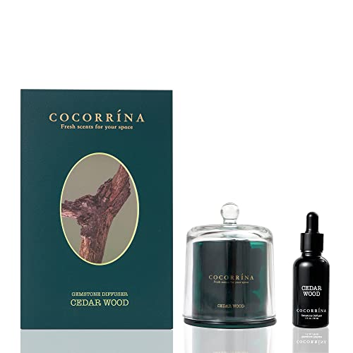 Cocorrína Gemstone Diffuser Gifts For Women - 1 Oz Cedar Wood Essential Oil Refill With Gemstone For Stress Relief & Relaxation - Bathroom Shelf Decor Bedroom Home Decor #TOP4