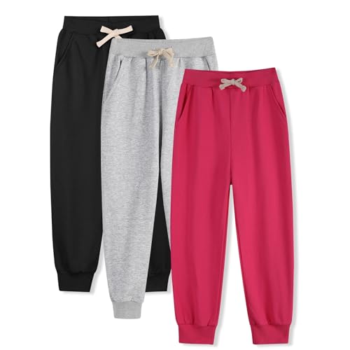 Phedrew Girls Cotton Sweatpants Jogger Pants (3-Pack)