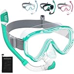 Vvinca Schnorchelset Kinder ab 4-14 Jahre Taucherbrille mit Schnorchel Tauchset Mädchen Jungs 180°Anti-Fog Anti-Leck Verstellbare Elastische Schwimmbrille Schnorchelmaske Dry Schnorchel Grün
